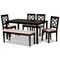 Baxton Studio Gabriel Sand Upholstered and Dark Brown Wood 6-Piece Dining Set 171-10950-10916-10519 - alternate 1